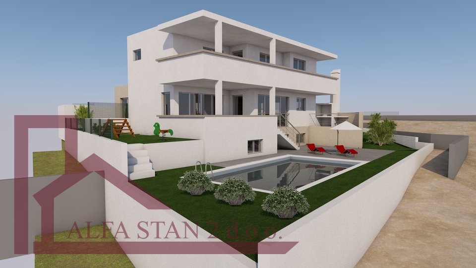 Sale: Construction land in Kaštel stari + villa project with swimming pool