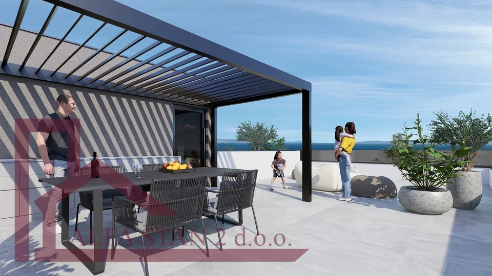 Two-room apartment with a roof terrace and a view of the sea