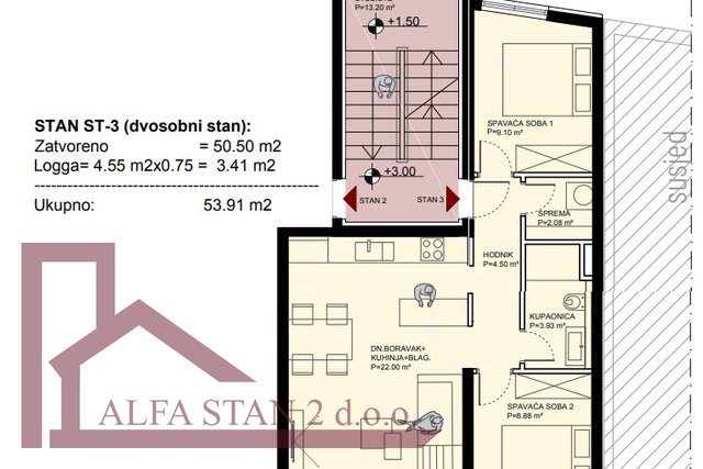 Apartment, 54 m2, For Sale, Podstrana