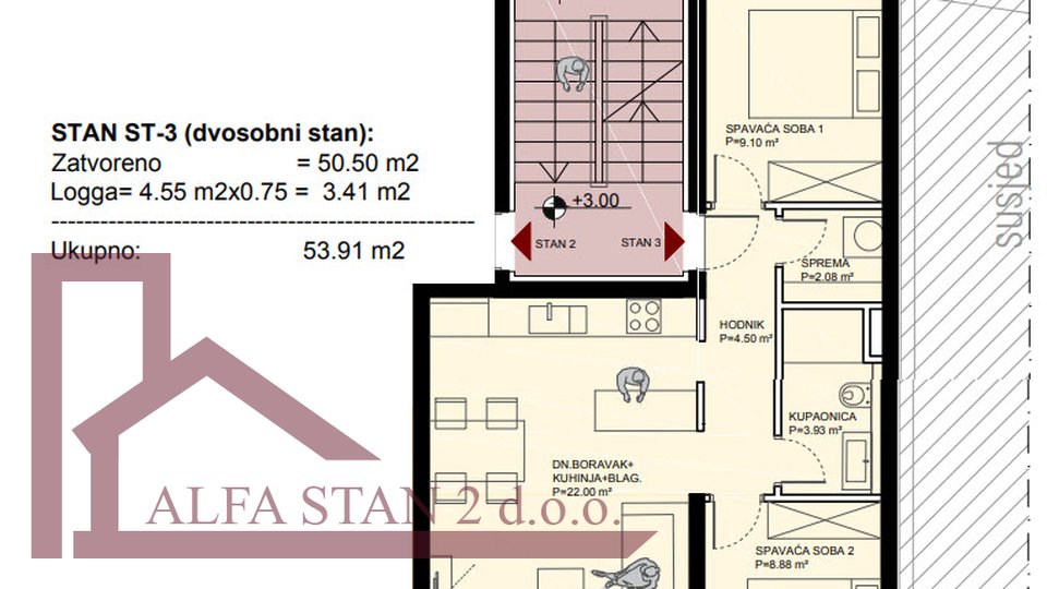 Wohnung, 54 m2, Verkauf, Podstrana